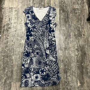Tory Burch Dream Catcher V-Neck Sheath Dress - Blue Baltic Sea